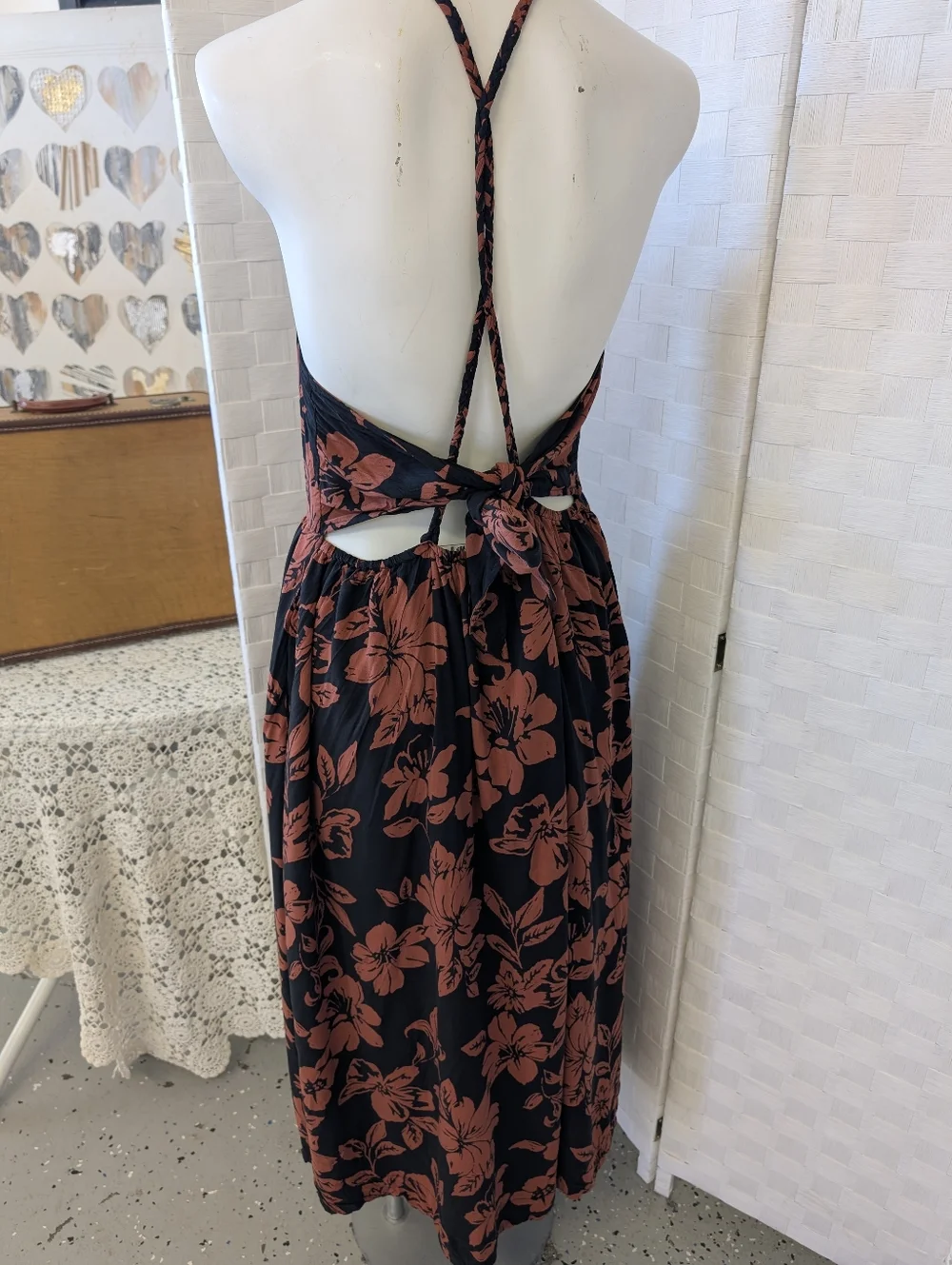 FREE PEOPLE Black Floral Button-Front Maxi Dress -Terra Cotta Rust Floral XL - Picture 3 of 6
